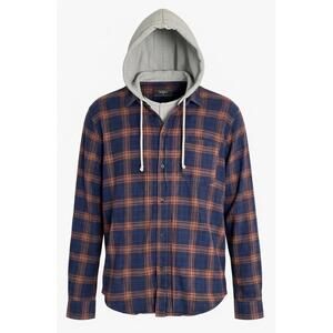 Forever 21 Men's Plaid Hooded Flannel Shirt